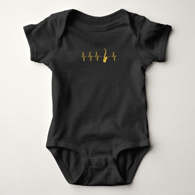 Saxophone Heartbeat Baby Bodysuit (Front)