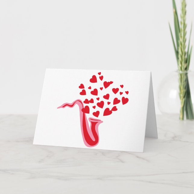 Saxophone Hearts Holiday Card (Front)