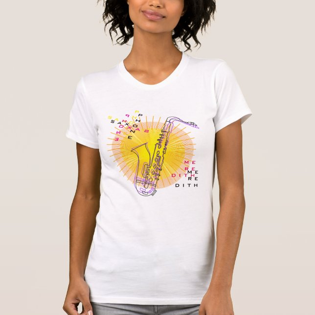 Saxophone Illustration Cool Modern Art Saxophonist T-Shirt (Front)