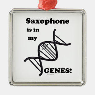 Saxophone in my Genes Metal Tree Decoration