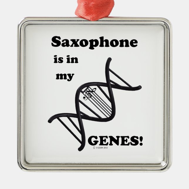 Saxophone in my Genes Metal Tree Decoration (Front)