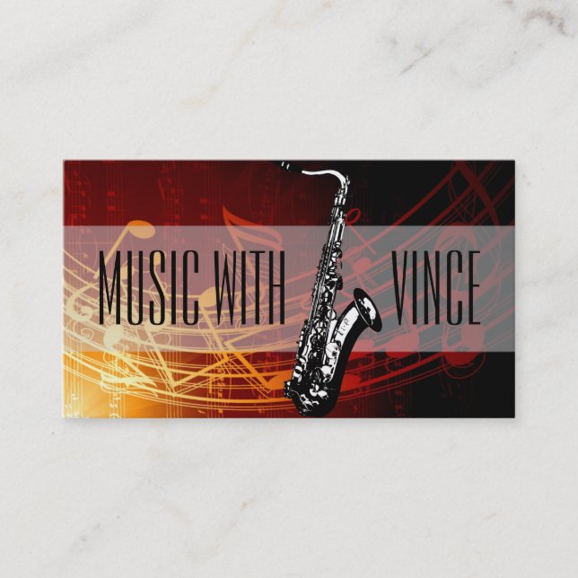 Saxophone Instructor Music Studio Business Card (Front)