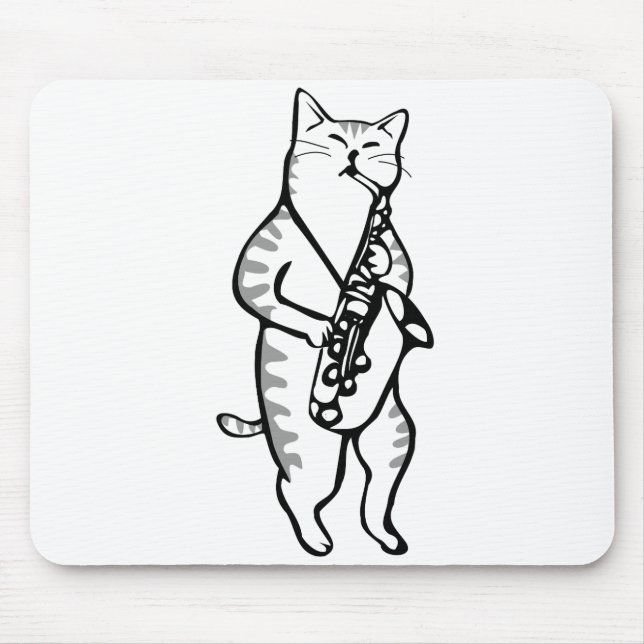 Saxophone Instrument Music Jazz Cat Mouse Pad (Front)