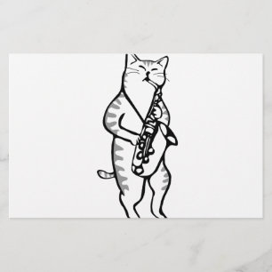 Saxophone Instrument Music Jazz Cat Post-it Notes Stationery
