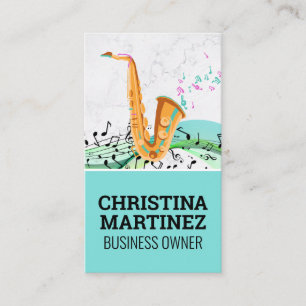 Saxophone Instrument Musical Notes Business Card