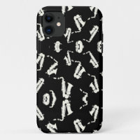 Saxophone Jazz Black And White Pattern