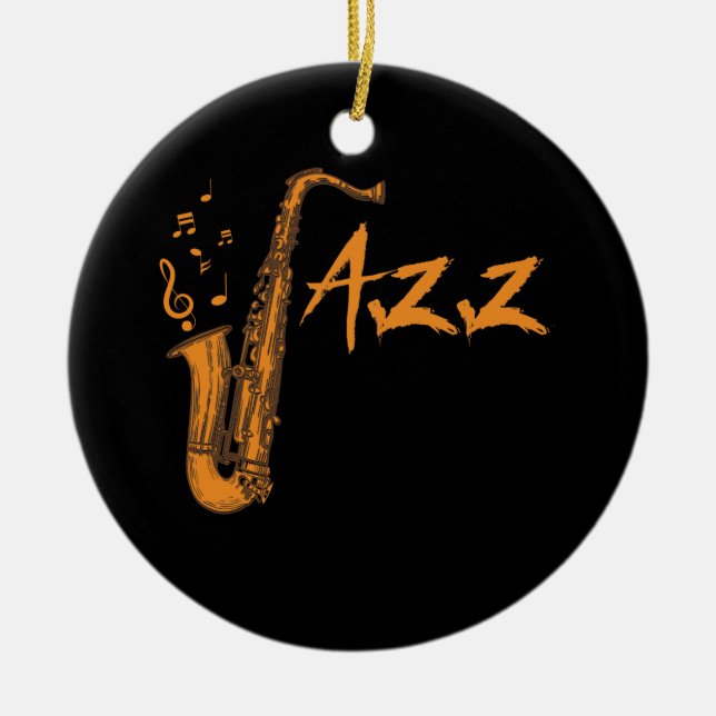 Saxophone Jazz Music Instrument Ceramic Tree Decoration (Front)