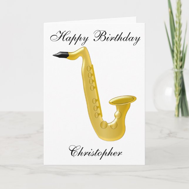 Saxophone Just Add Name Birthday Card (Front)