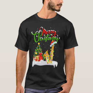 Saxophone Lover Xmas Lighting Santa Saxophone Chri T-Shirt