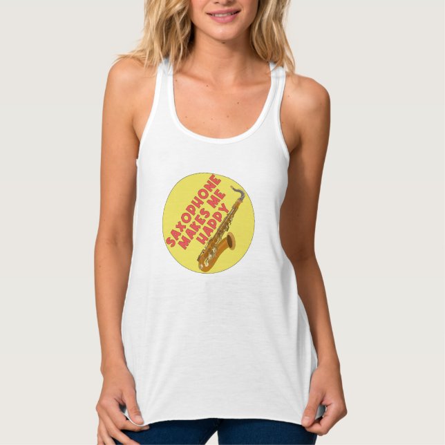 Saxophone Makes Me Happy Singlet (Front)