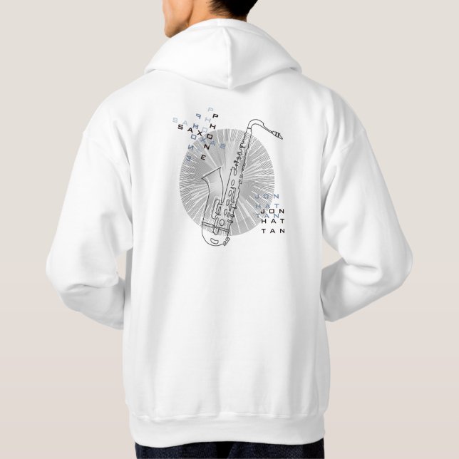 Saxophone Modern Graphic Saxophonist Jazz Festival Hoodie (Back)