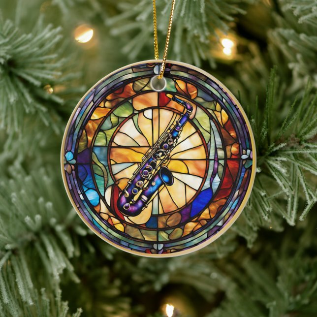 Saxophone Music Instrument Ceramic Tree Decoration (Tree)