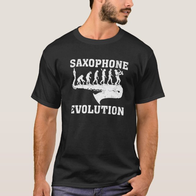 Saxophone Music Lover Saxophone Evolution T-Shirt (Front)