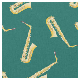 Saxophone Music Musician Room Decor Teal Fabric
