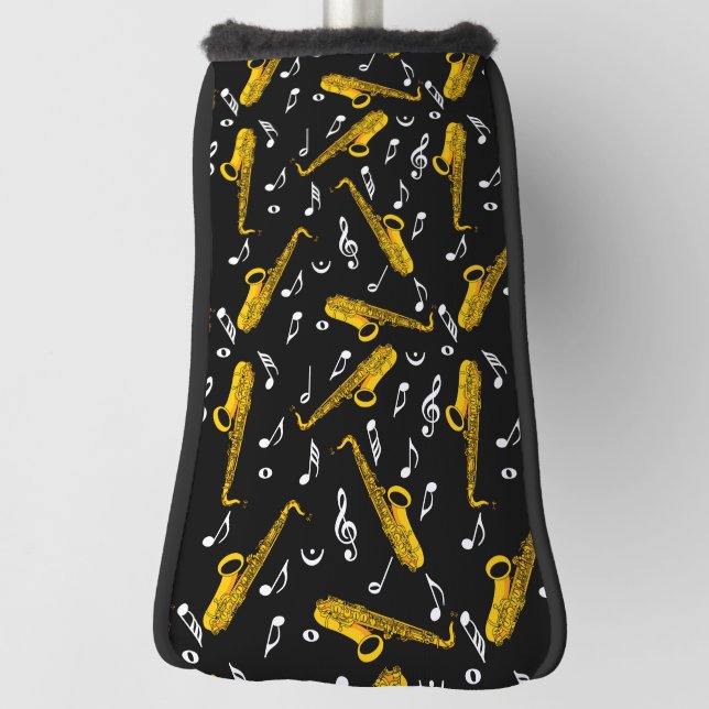 Saxophone Music Note Pattern Golf Head Cover (Rotate 90)