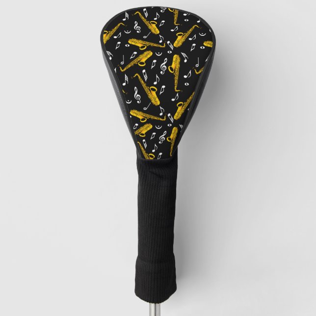Saxophone Music Note Pattern Golf Head Cover (Front)