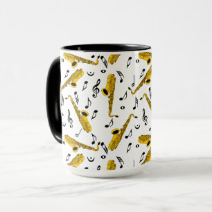 Saxophone Music Note Pattern Mug