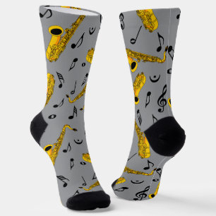 Saxophone Music Note Pattern Socks