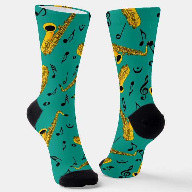Saxophone Music Note Pattern Socks (Angled)