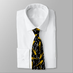 Saxophone Music Note Pattern Tie