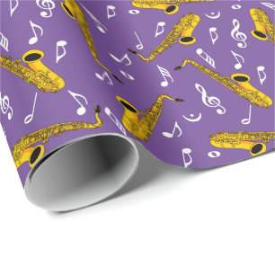 Saxophone Music Note Pattern Wrapping Paper