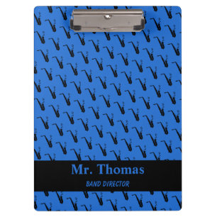Saxophone Music Notes Personalised Blue Clipboard