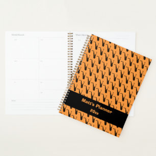 Saxophone Music Notes Personalised Orange Planner