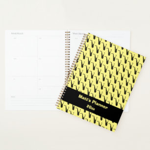 Saxophone Music Notes Personalized Yellow Planner