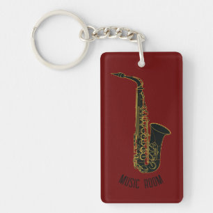 Saxophone Music Room(Customisable) Key Ring