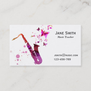 Saxophone Music Teacher freelance Music tutor Business Card