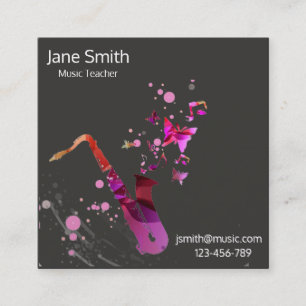 Saxophone Music Teacher freelance Music tutor Square Business Card