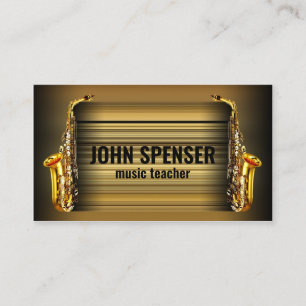 Saxophone Music Teacher Retro Business Card