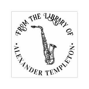 Saxophone Musical Instrument Rnd Library Book Name Self-inking Stamp