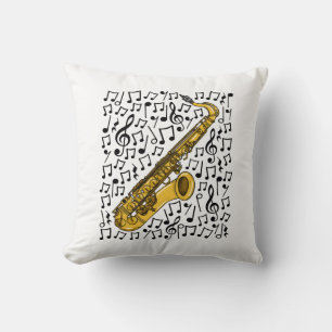 Saxophone Musical Notes, Saxophonist Music Teacher Cushion