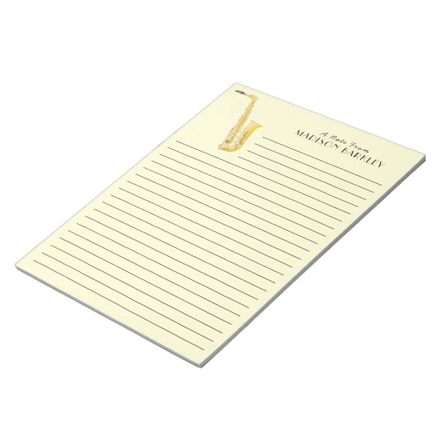 Saxophone Musician Band Teacher Notepad (Angled)