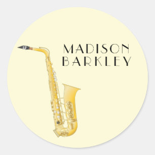 Saxophone Musician Band Teacher Oval Sticker