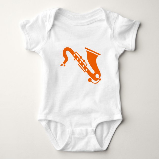 Saxophone - Orange Baby Bodysuit (Front)