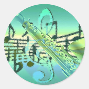 Saxophone Pastel Abstract Design Classic Round Sticker