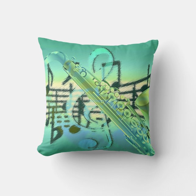 Saxophone Pastel Abstract Design Cushion (Front)