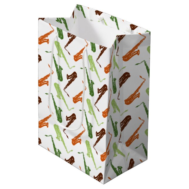 Saxophone Pattern Medium Gift Bag (Front Angled)