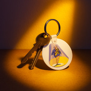 Saxophone Performer Under Spotlight Key Ring