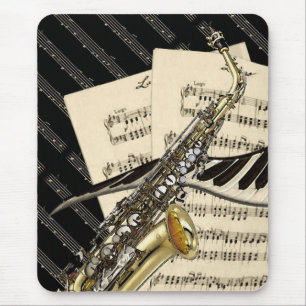 Saxophone & Piano Music Design Mouse Pad