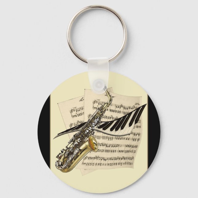 Saxophone & Piano Music Keyring (Front)