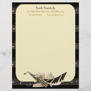 Saxophone & Piano Music Letterhead