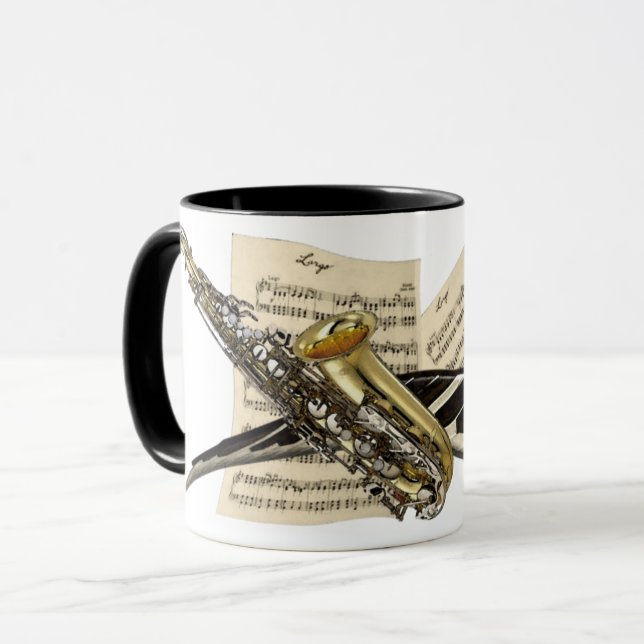 Saxophone & Piano Music Mug (Front Left)