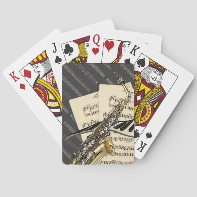 Saxophone & Piano Music Playing Cards (Back)