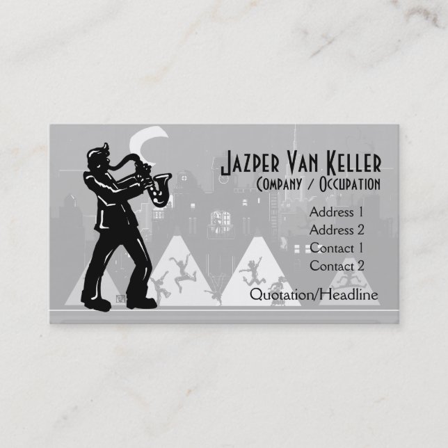 Saxophone Player Boogie Nights Business Card (Front)