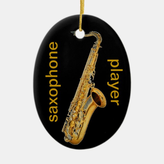 Saxophone Player Ceramic Tree Decoration (Front)