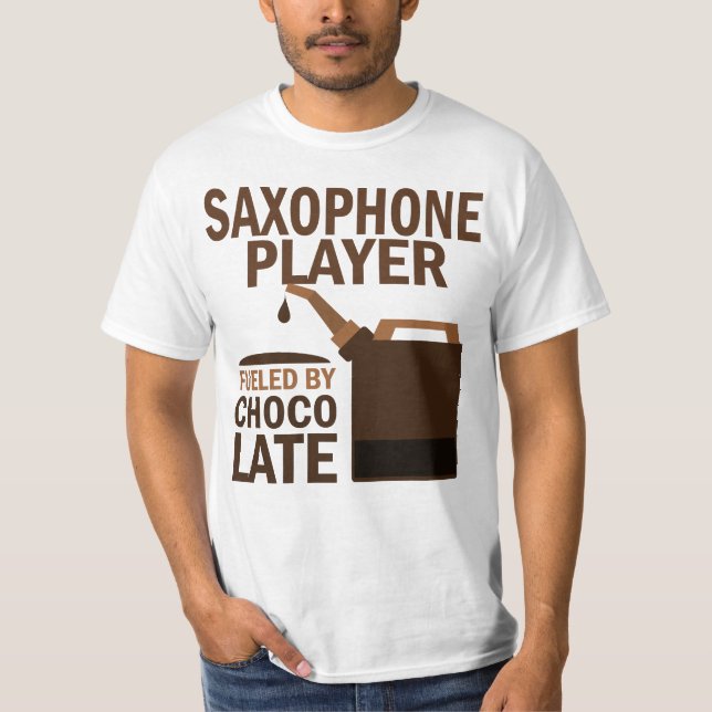 Saxophone Player (Funny) Chocolate T-Shirt (Front)