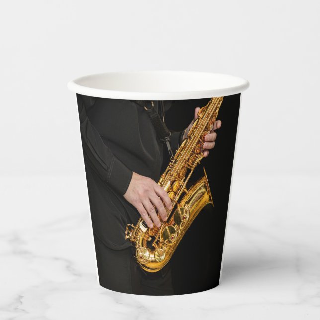 Saxophone Player hands Saxophonist playing jazz   Paper Cups (Front)